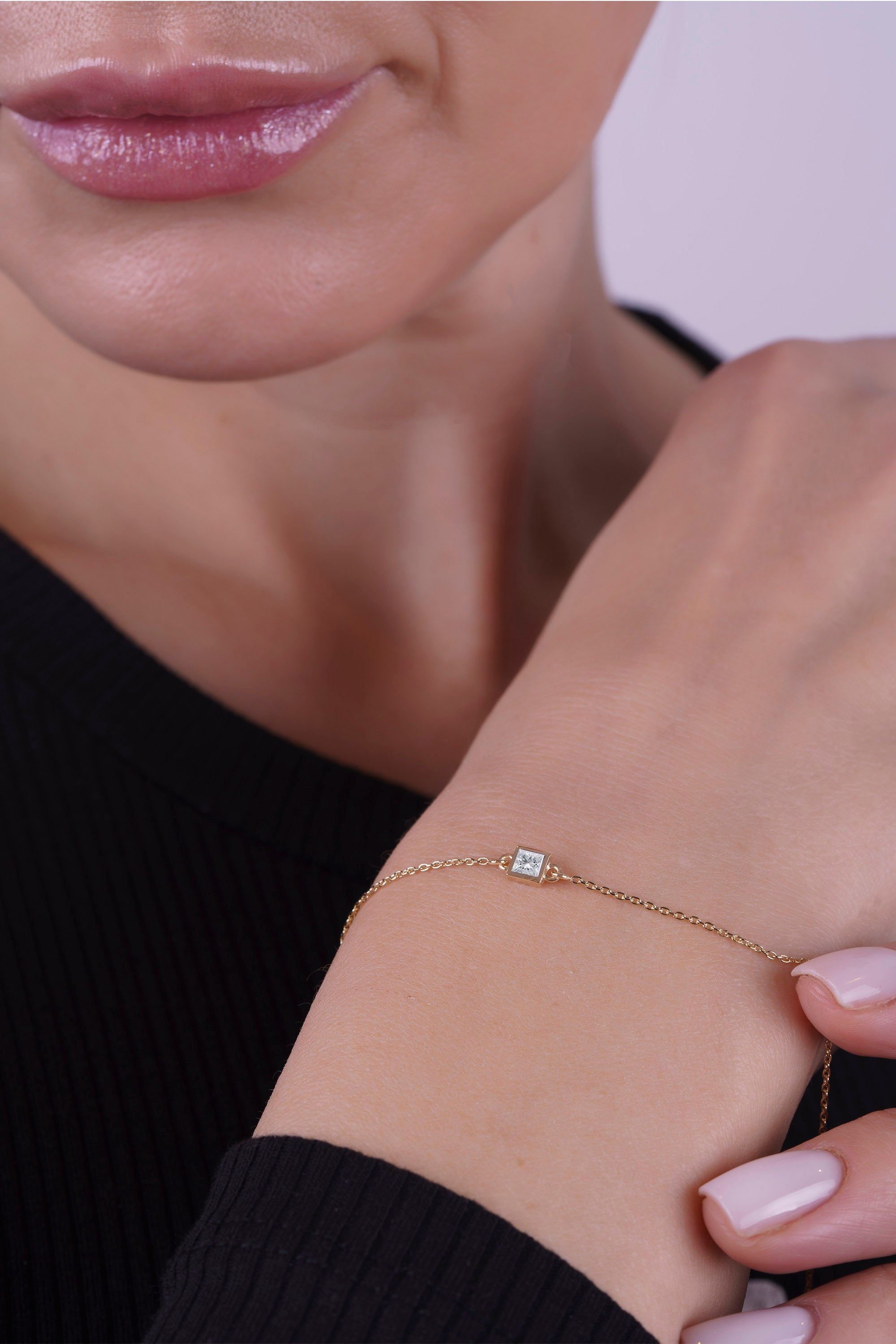 Square White Sapphire Bracelet, Anniversary Gift