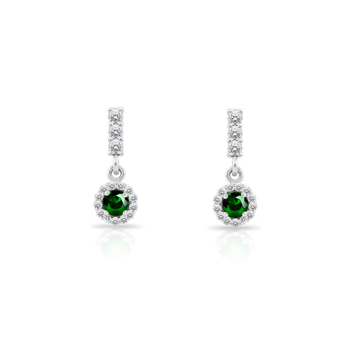 14K Gold Emerald Halo Earrings