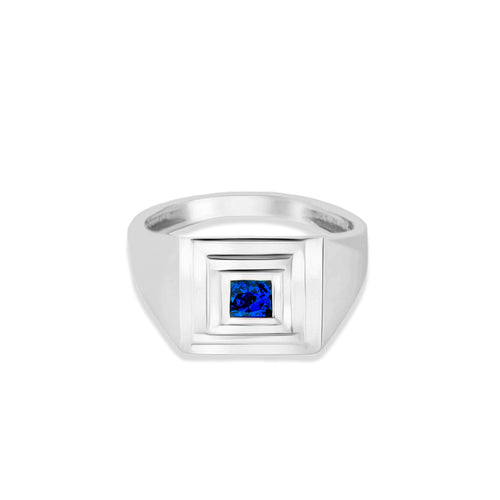 Geometric 14K Gold Sapphire Ring