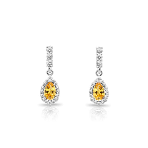 14K Gold Citrine Drop Earrings