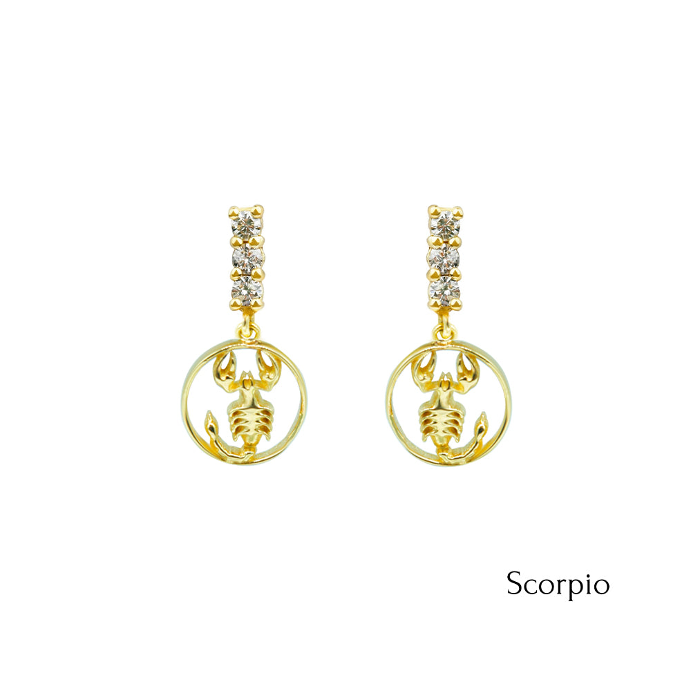 14K Gold Diamond Scorpio Earrings