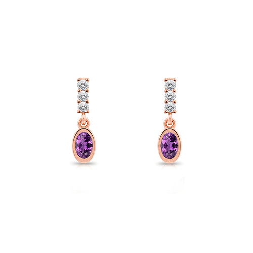 Oval Amethyst Earrings