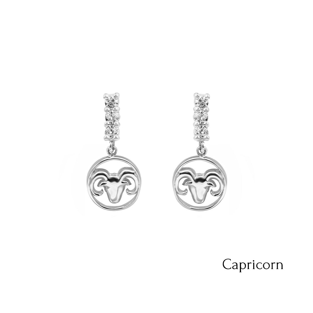 14K Gold Diamond Capricorn Earrings