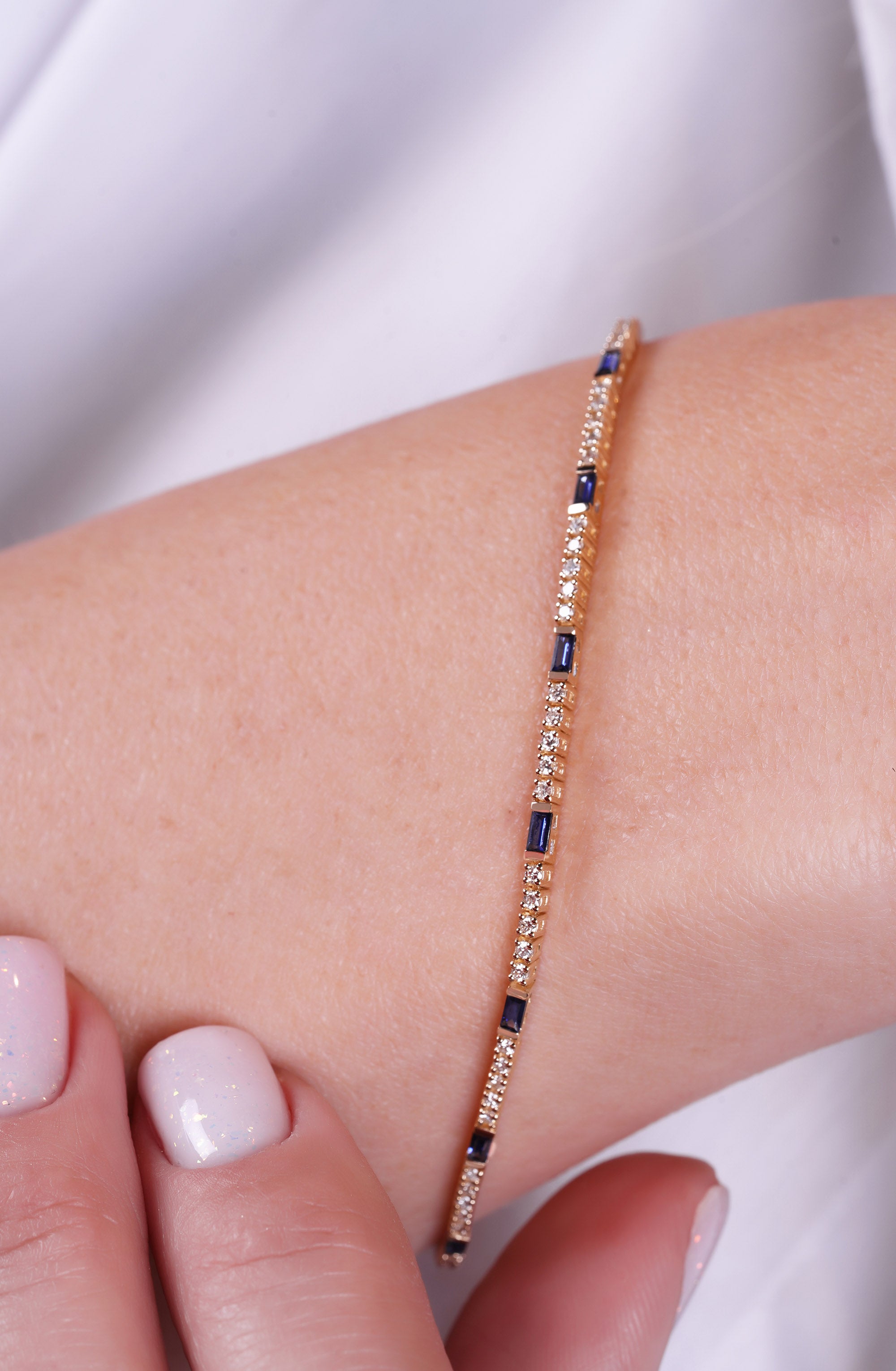 Natural Sapphire Diamond Tennis Bracelet