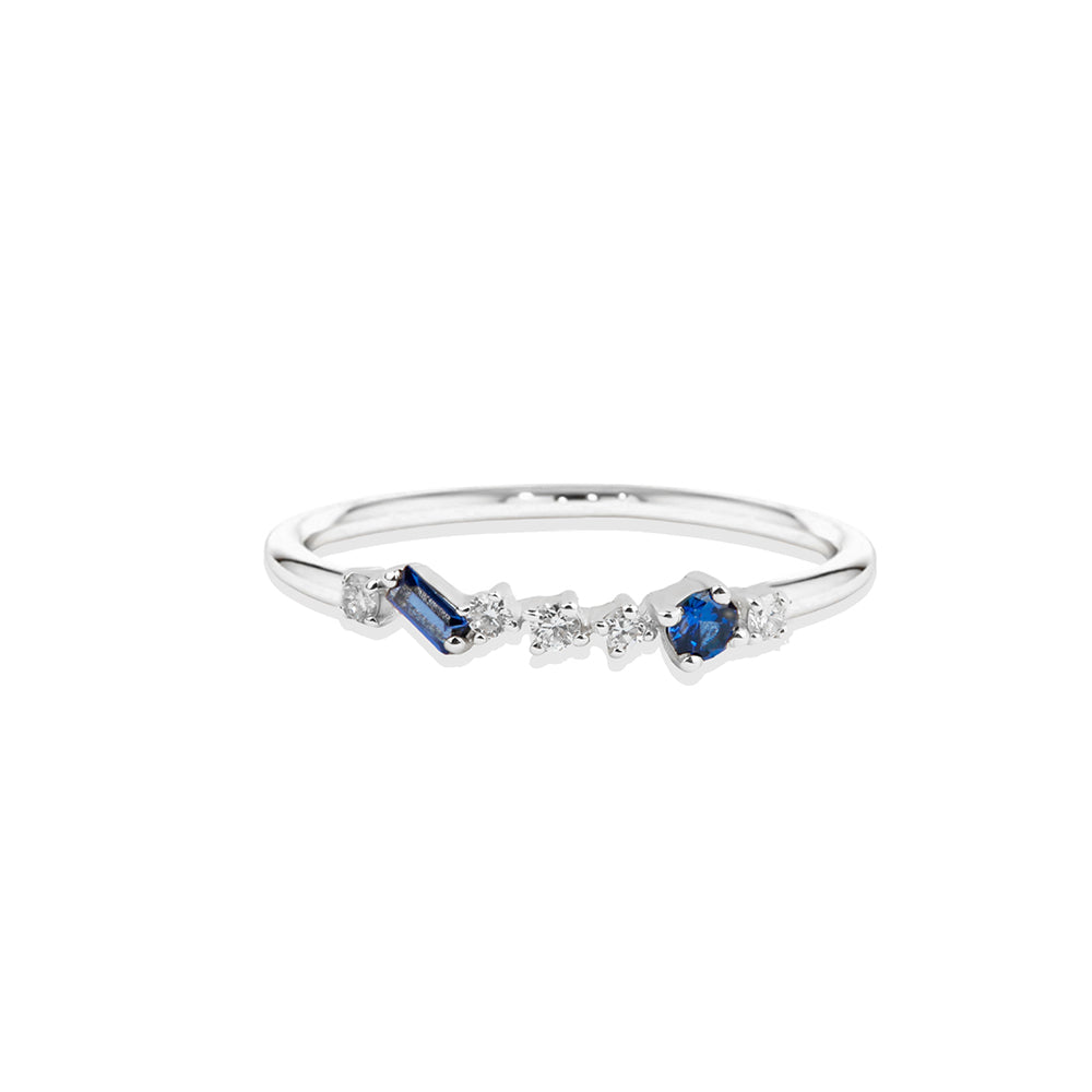 14K Gold Diamond Sapphire Band Ring