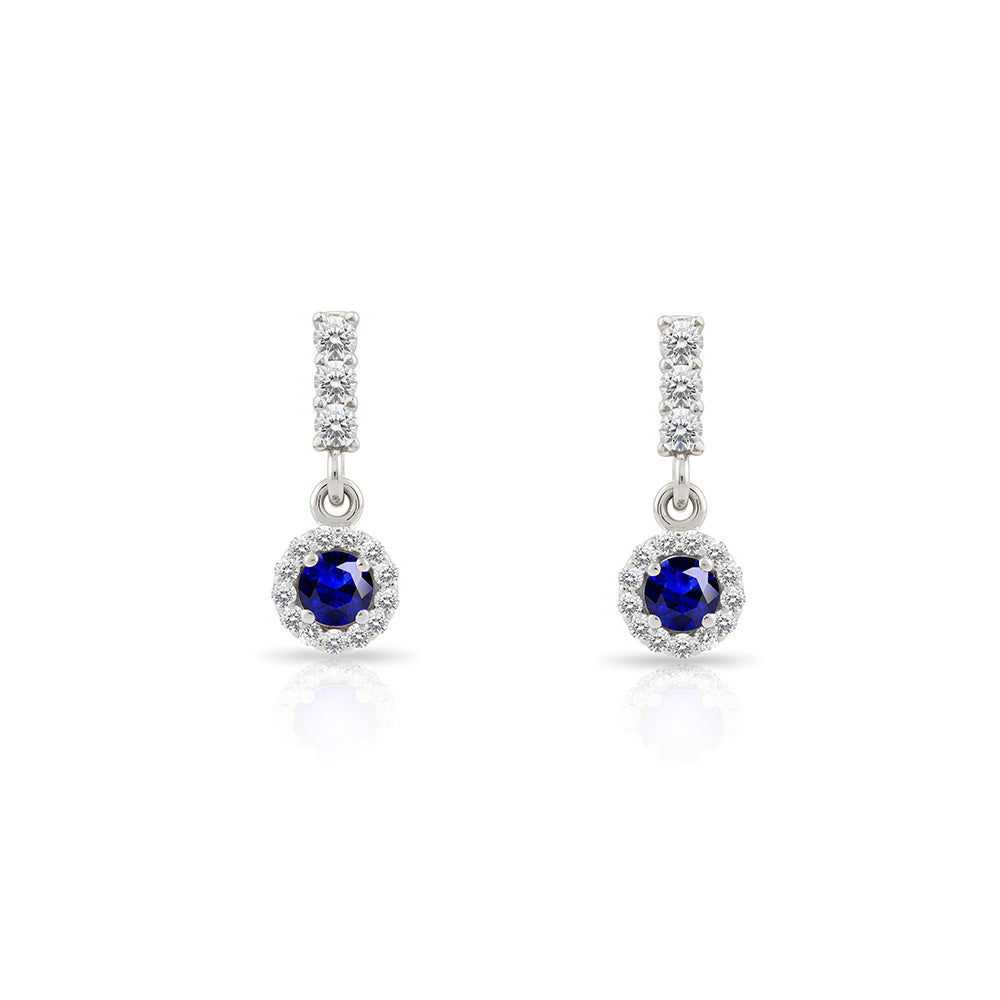 14K Gold Sapphire Halo Earrings