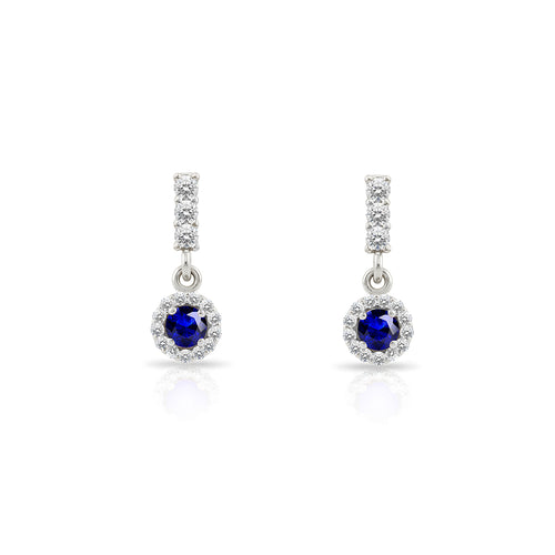 14K Gold Sapphire Halo Earrings