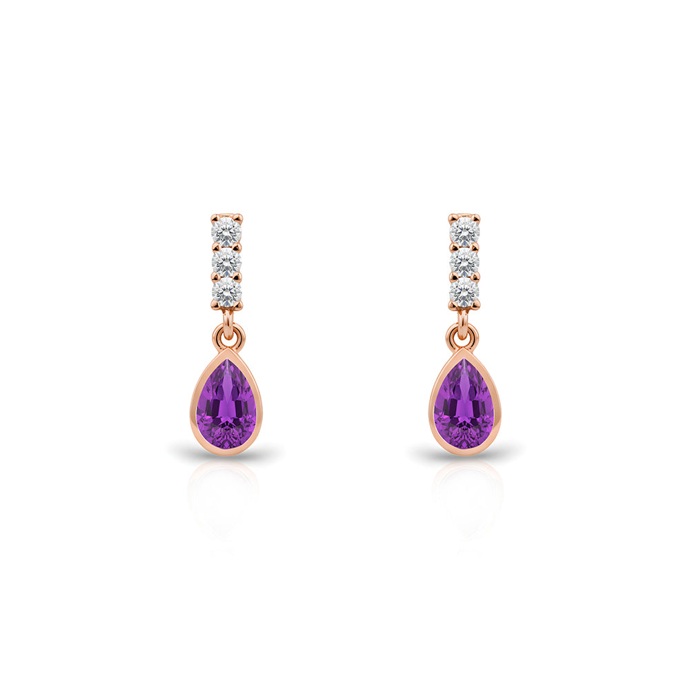14K Gold Amethyst Teadrop Earrings