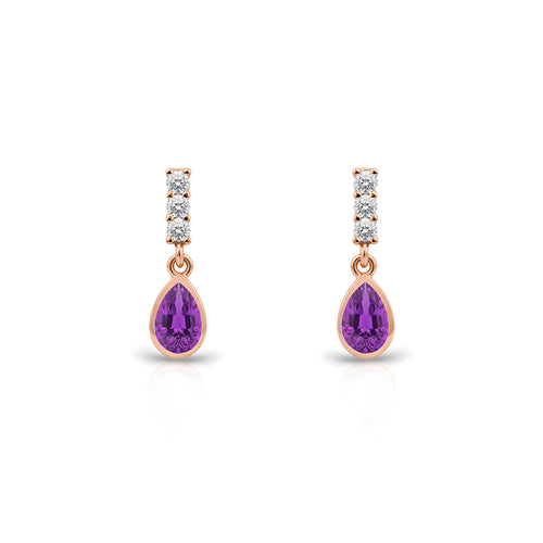 14K Gold Amethyst Teadrop Earrings