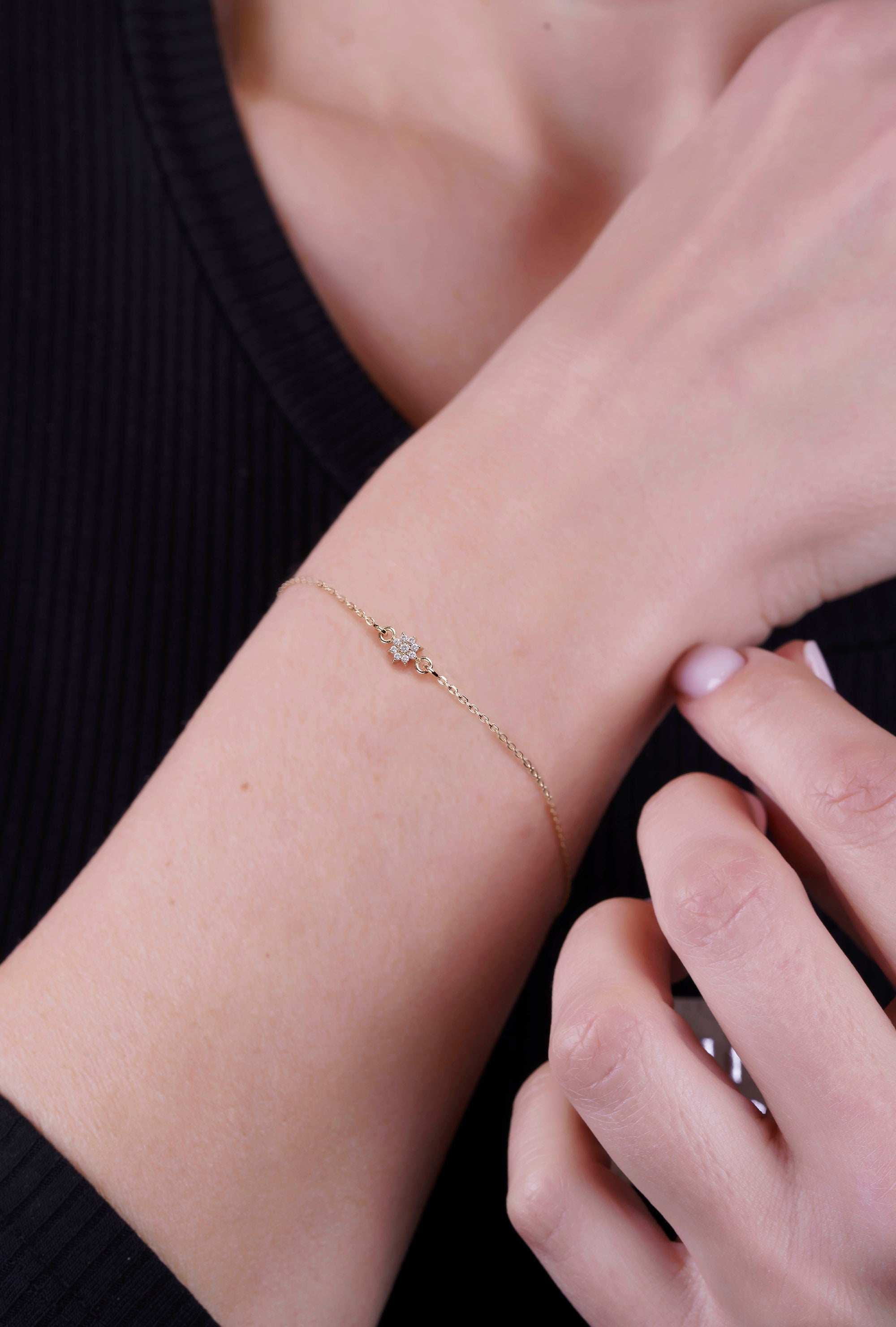 14K Gold Diamond Star Bracelet / Celestial Bracelet