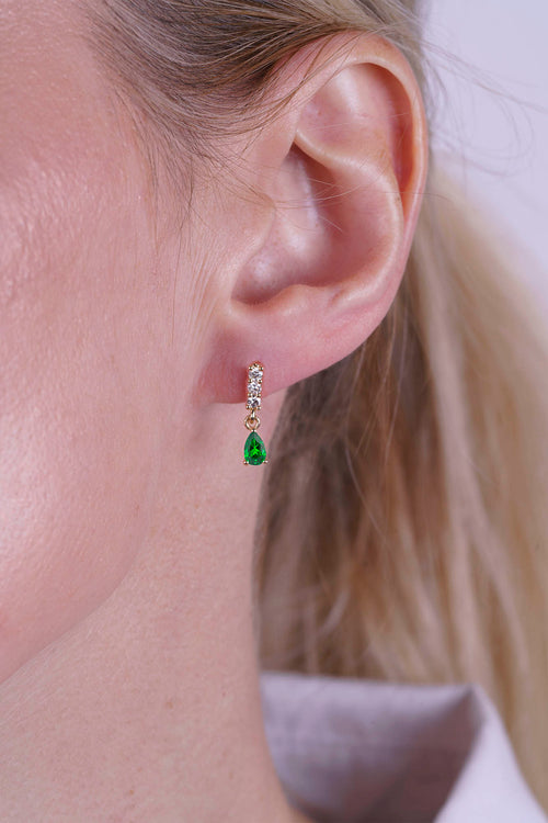 14K Gold Emerald Drop Earrings