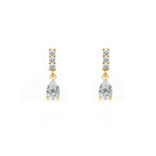 14K Gold White Sapphire Drop Earrings