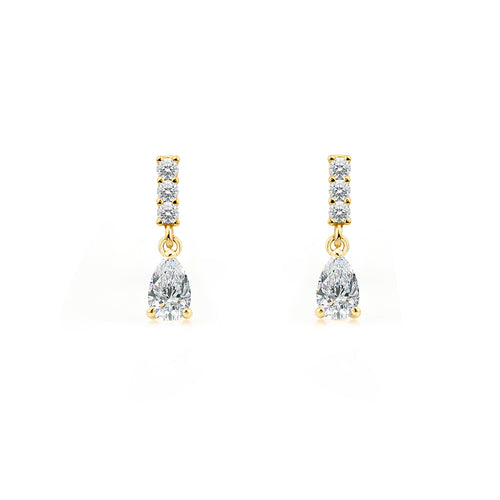 14K Gold White Sapphire Drop Earrings