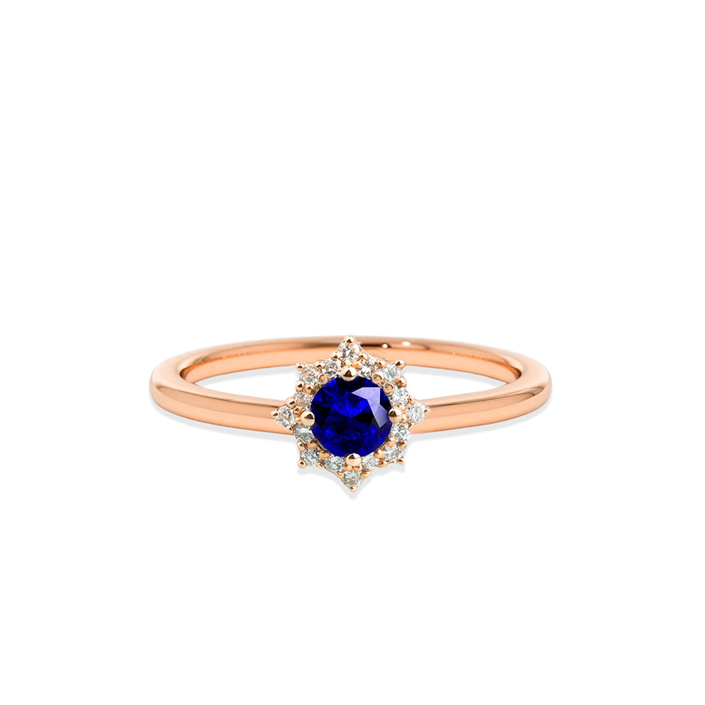 0.60 Carat 14K Solid Gold Diamond Sapphire Promise Ring