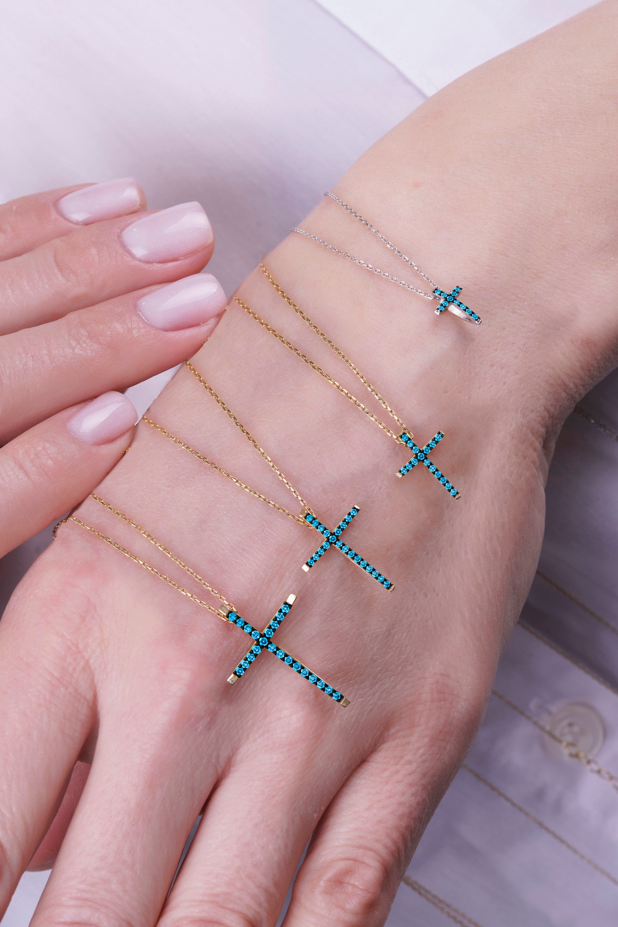 14K Gold Aquamarine Religious Necklace