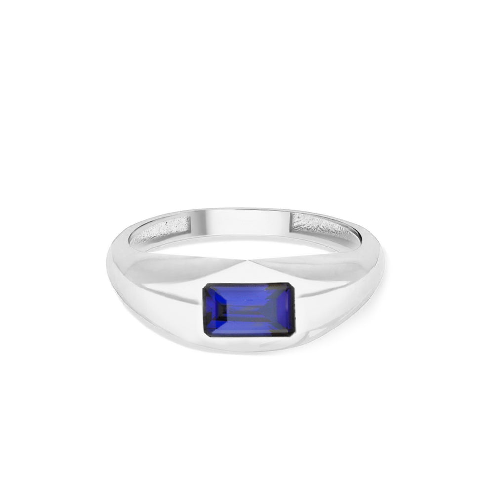 14K Gold Natural Sapphire Signet Ring