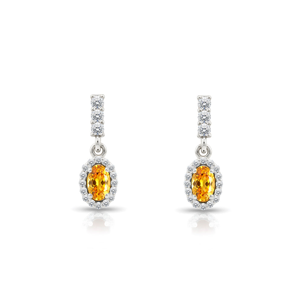 14K Gold Citrine Oval Earrings