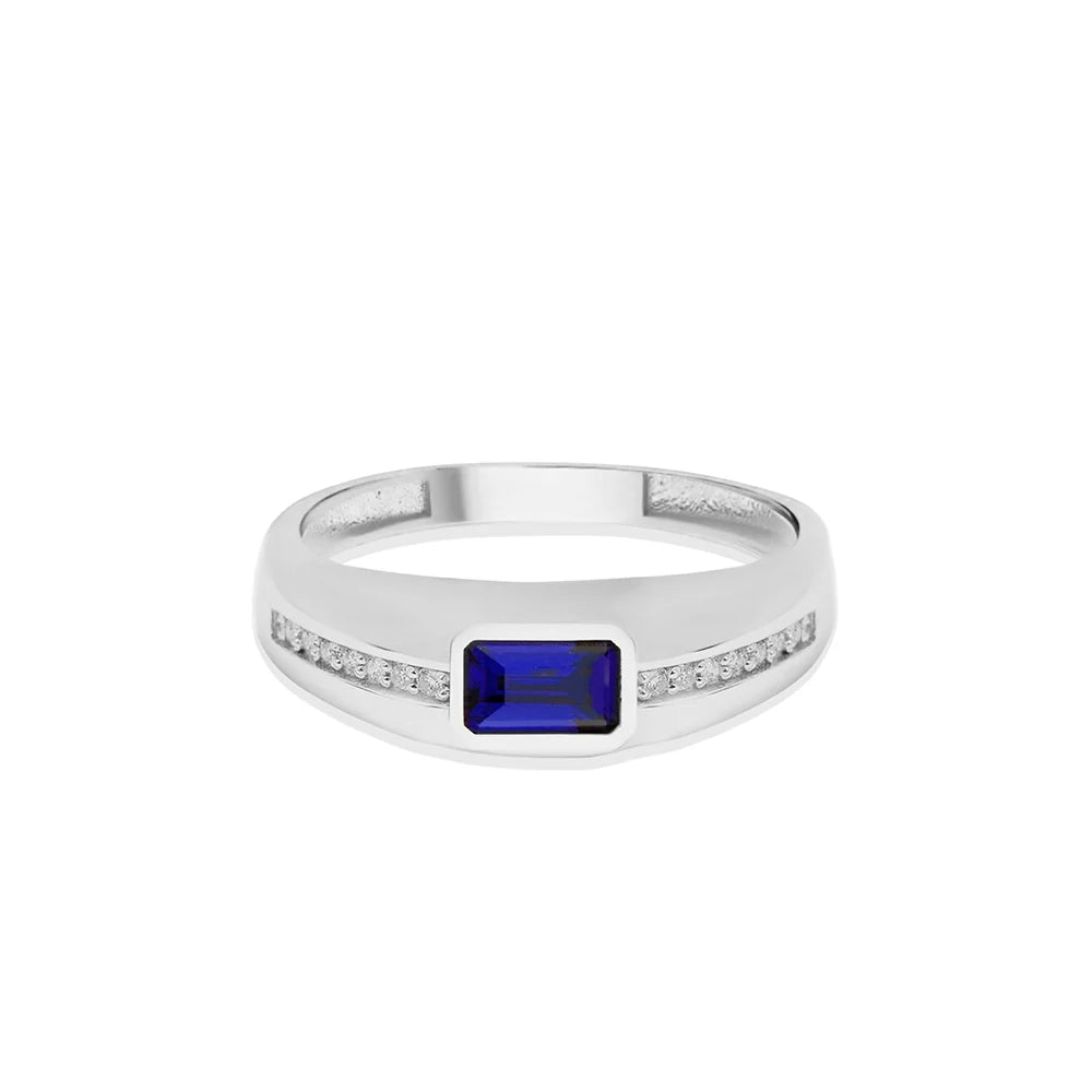 14K Gold Diamond Sapphire Ring, Anniversary Gift