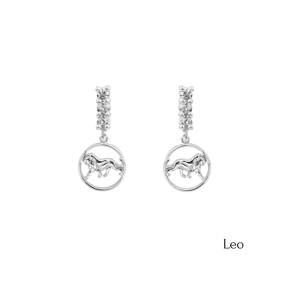 14K Gold Diamond Leo Earrings