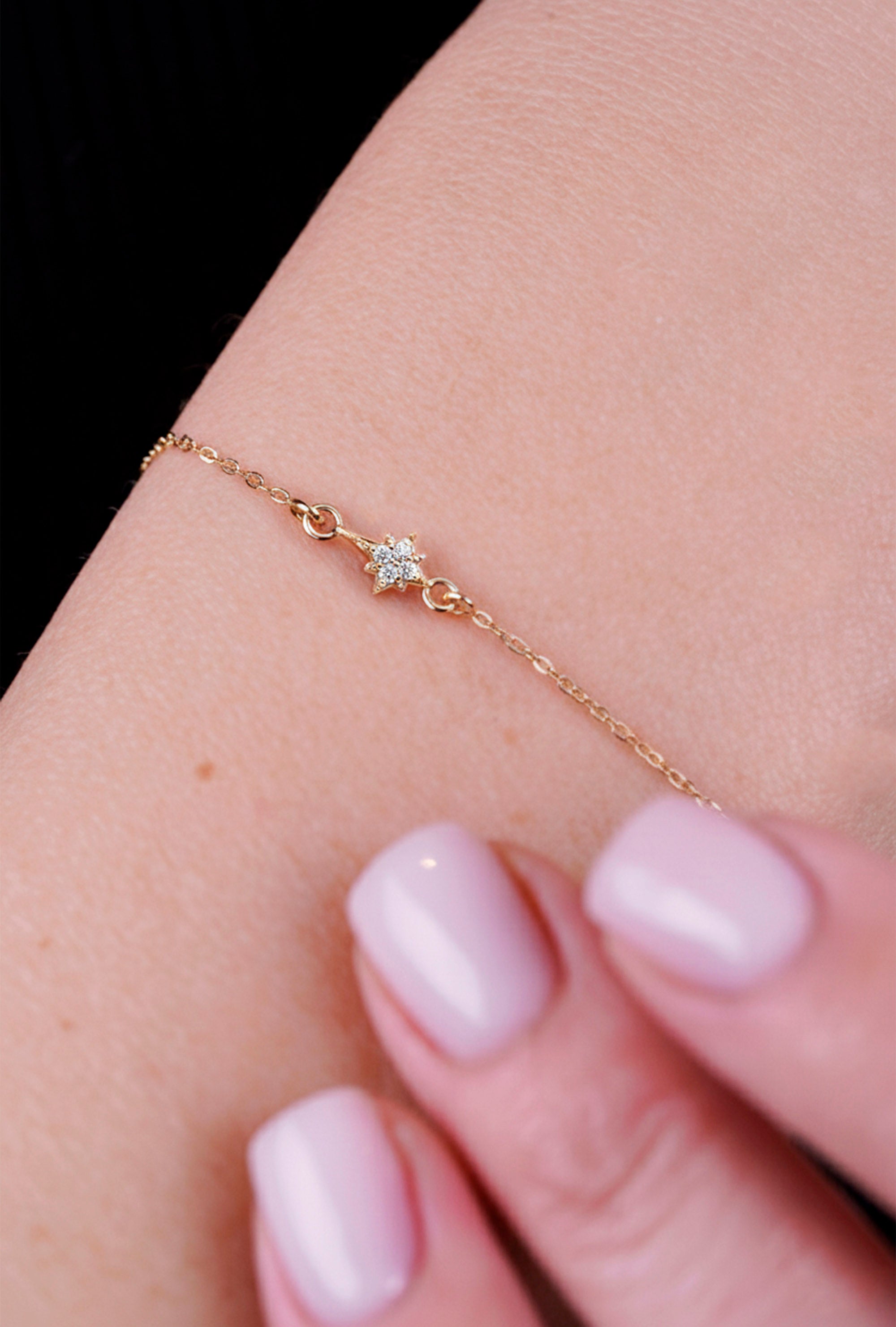 14K Gold North Star Bracelet