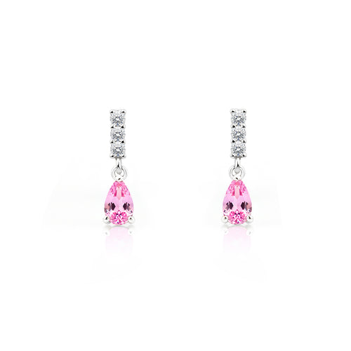 14K Gold Pink Sapphire Drop Earrings