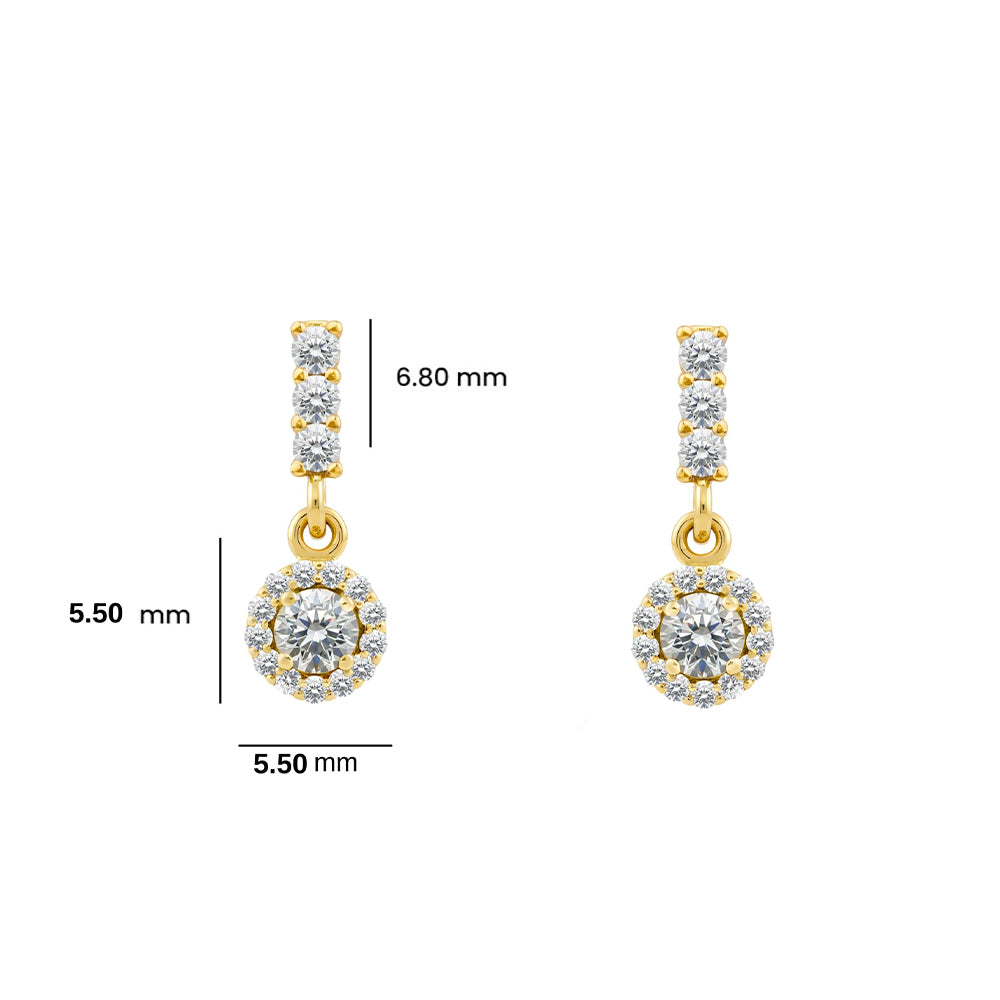 14K Gold Diamond Halo Earrings