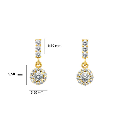 14K Gold Diamond Halo Earrings