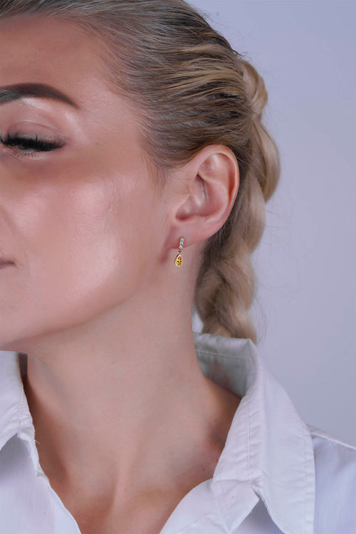 14K Gold Citrine Teardrop Earrings