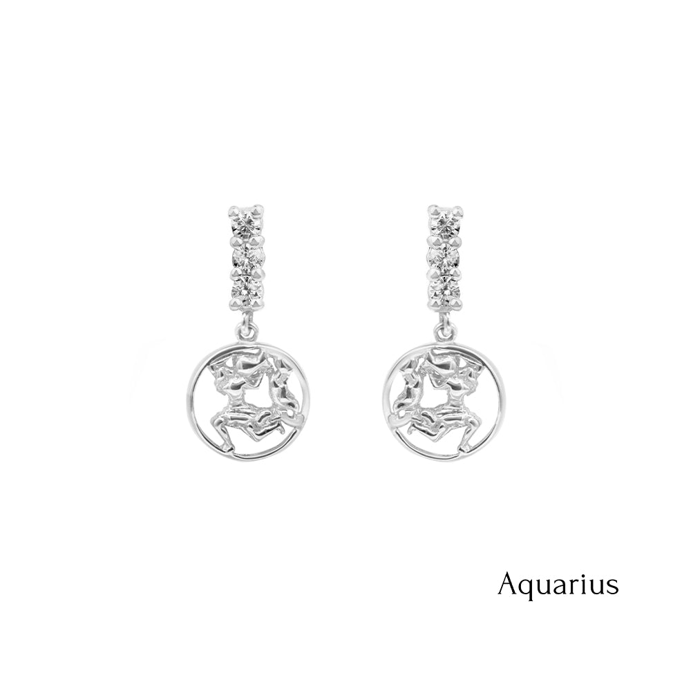 14K Gold Diamond Aquarius Earrings