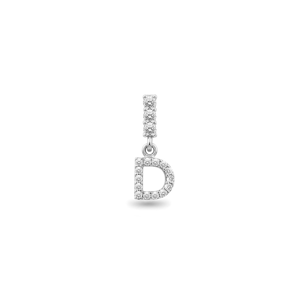 14K Gold Diamond Letter D Earring