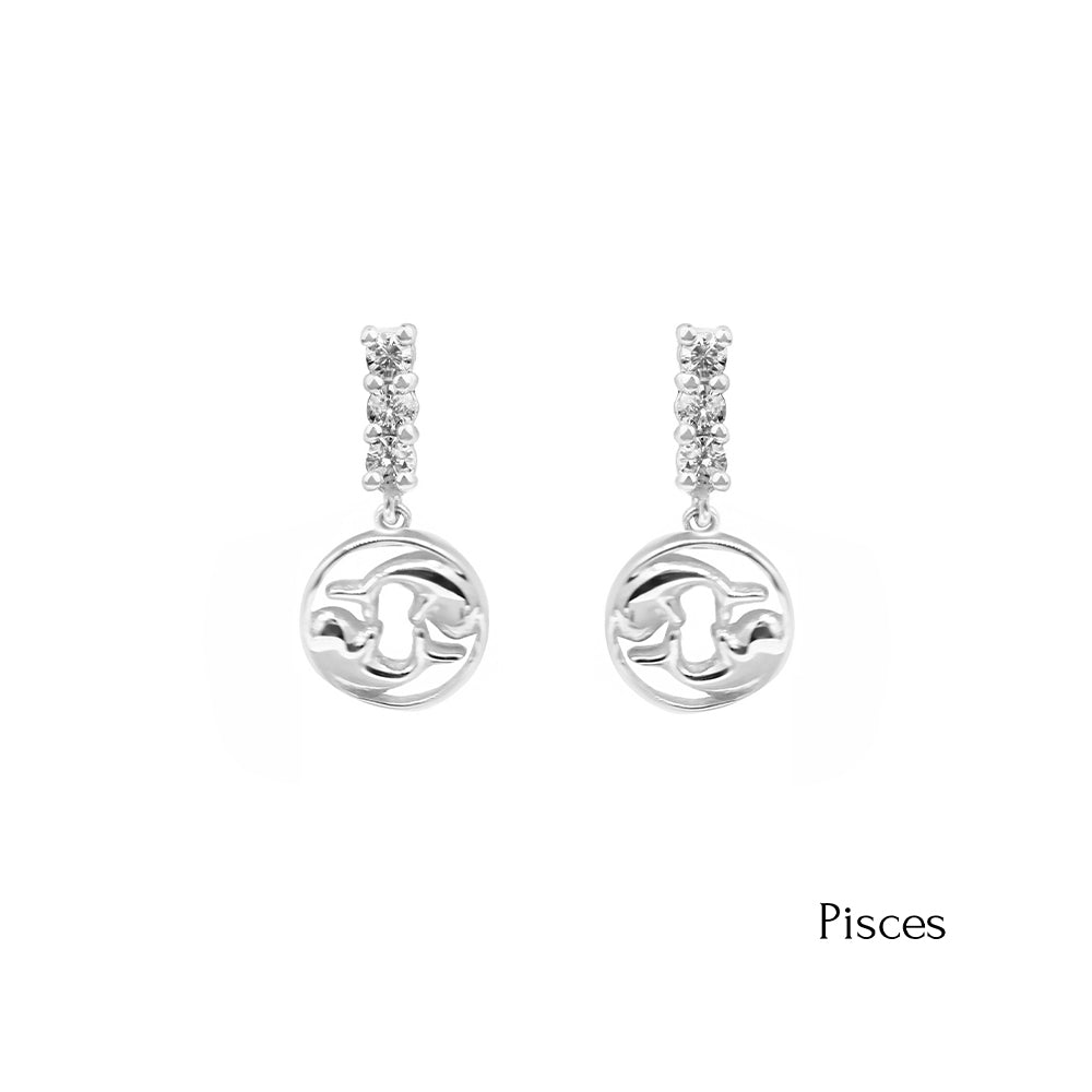 14K Gold Diamond Pisces Earrings