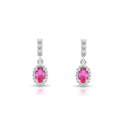 14K Gold Pink Sapphire Oval Earrings