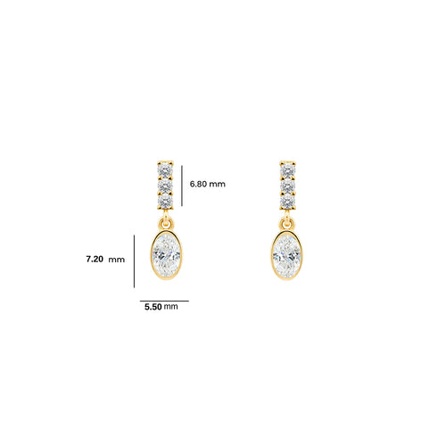 Oval White Sapphire Earrings