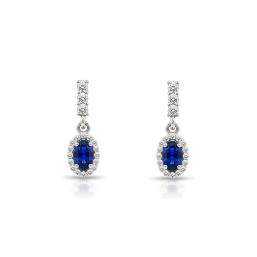 14K Gold Sapphire Oval Earrings