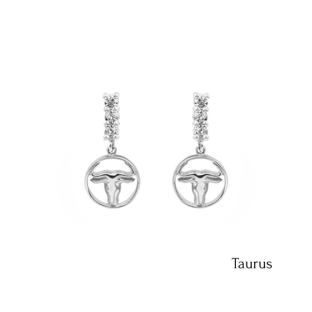 14K Gold Diamond Taurus Earrings