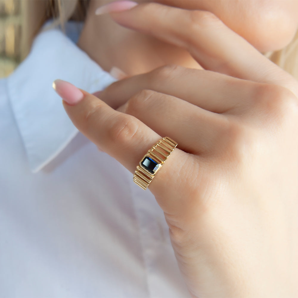 14K Gold Natural Sapphire Ring