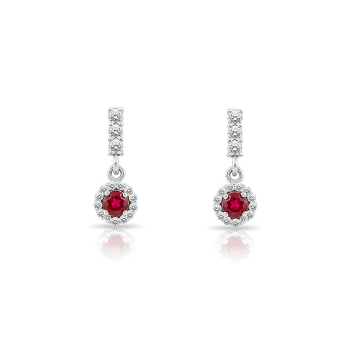 14K Gold Ruby Halo Earrings