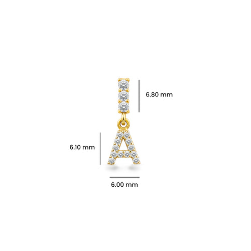 14K Gold Diamond Letter A Earring