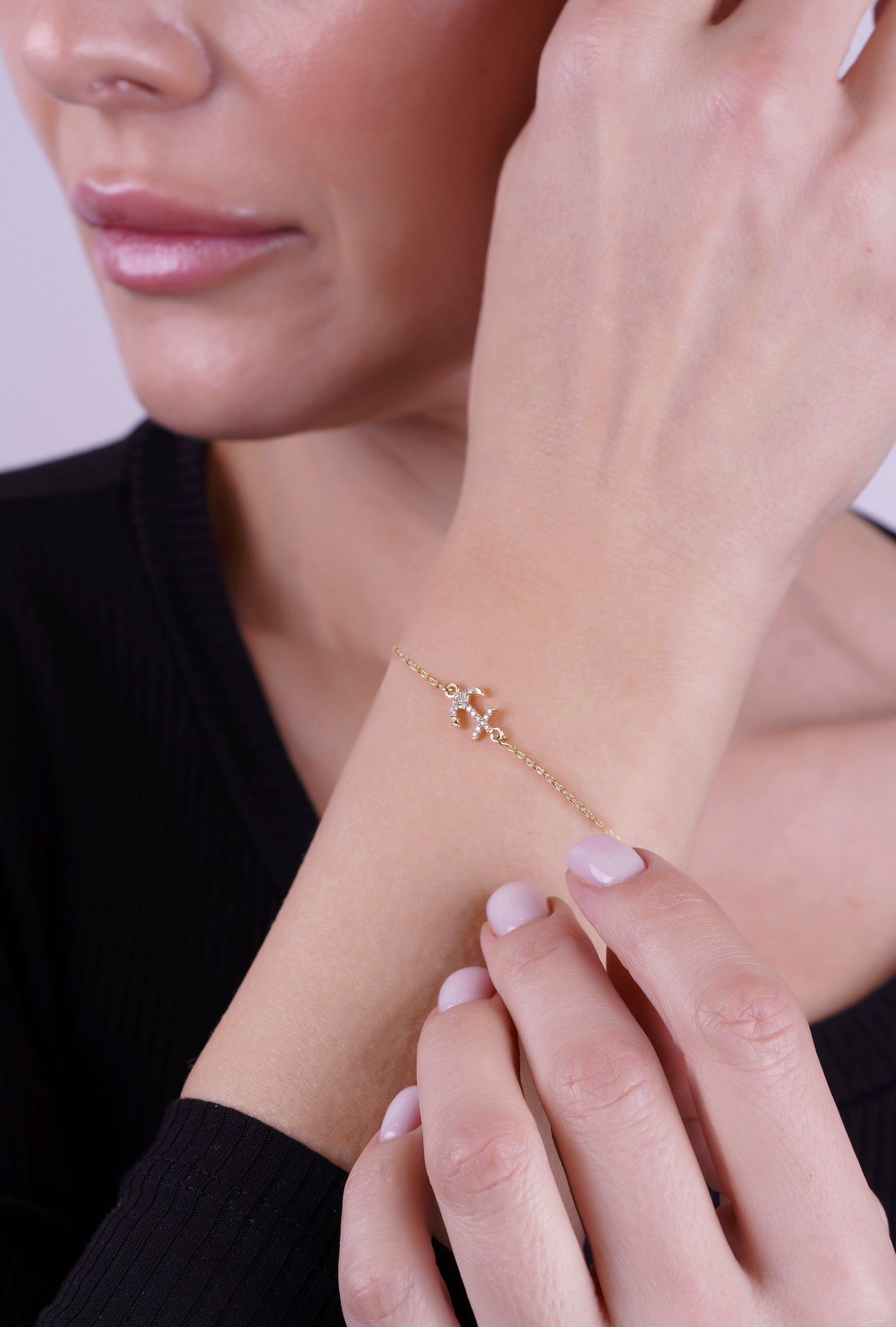 14K Gold Anchor Bracelet