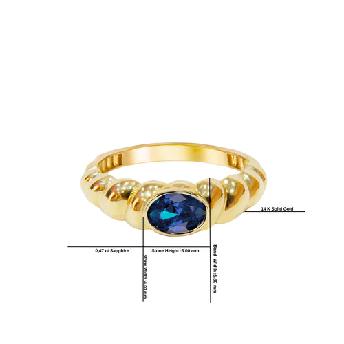 14K Gold Natural Sapphire Bubble Ring