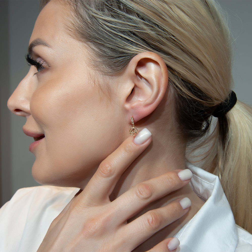 14K Gold Diamond Sagittarius Earrings