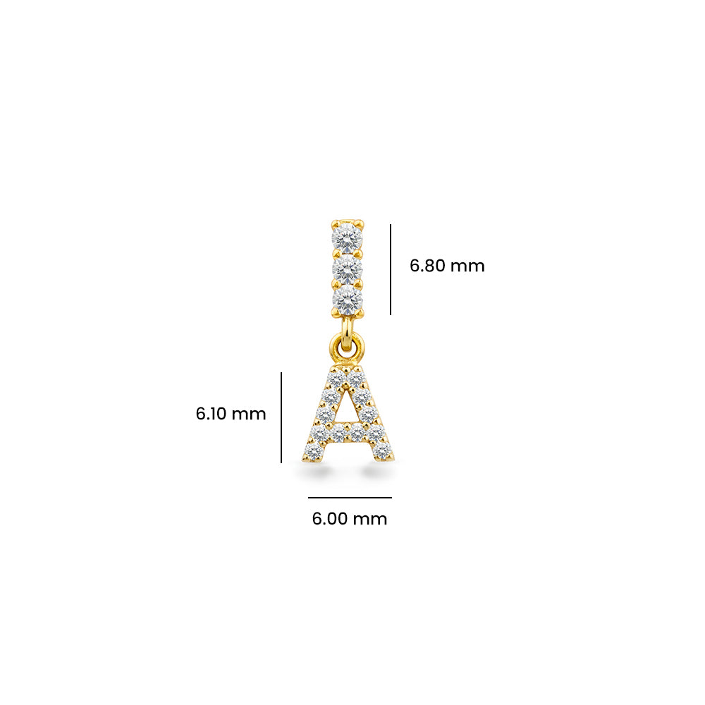 14K Gold Diamond Letter A Earring