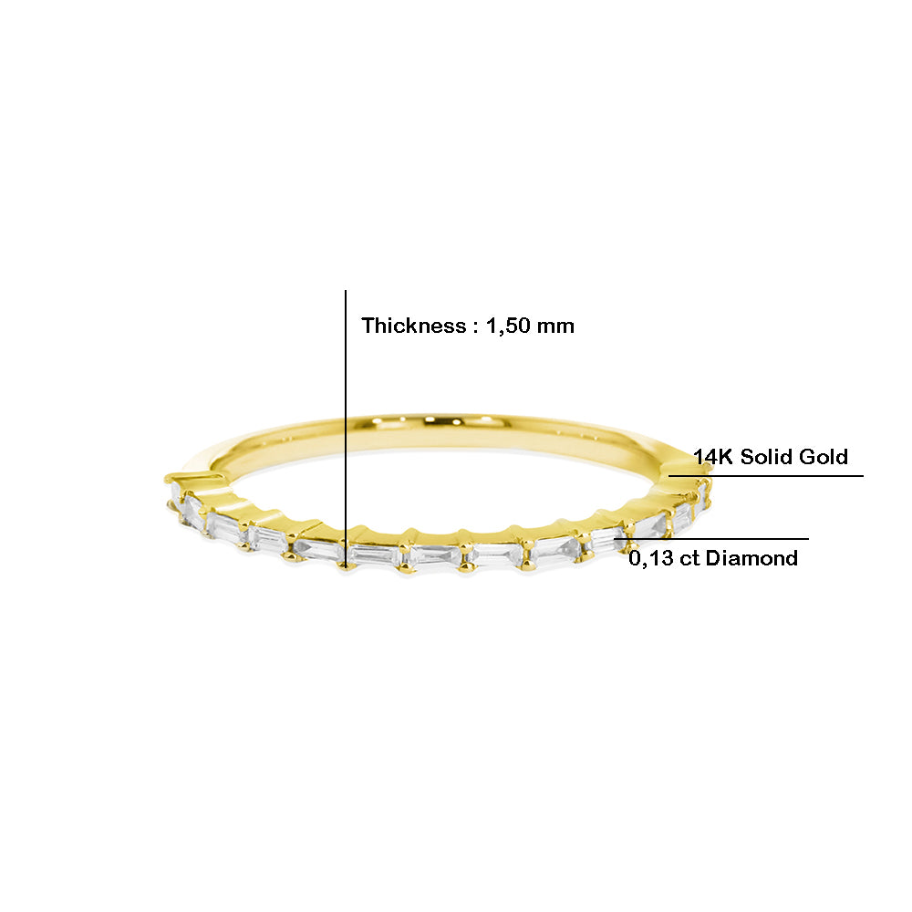 14K Gold Thin Baguette Diamond Band