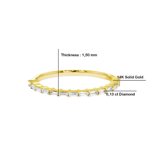 14K Gold Thin Baguette Diamond Band