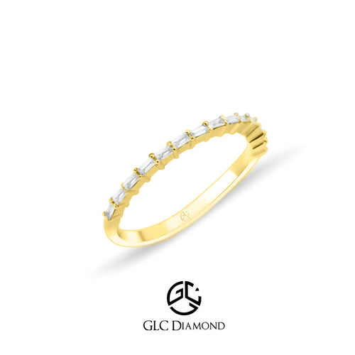 0,18 Ct. Baguette Cut Diamond Channel Setting Ring, 14K Solid White Gold Baguette Diamond Ring