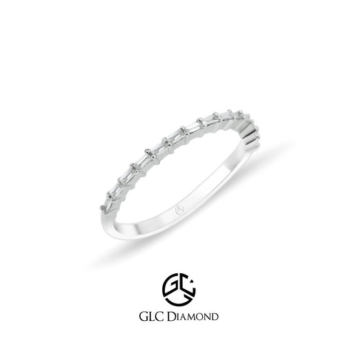 0,18 Ct. Baguette Cut Diamond Channel Setting Ring, 14K Solid White Gold Baguette Diamond Ring