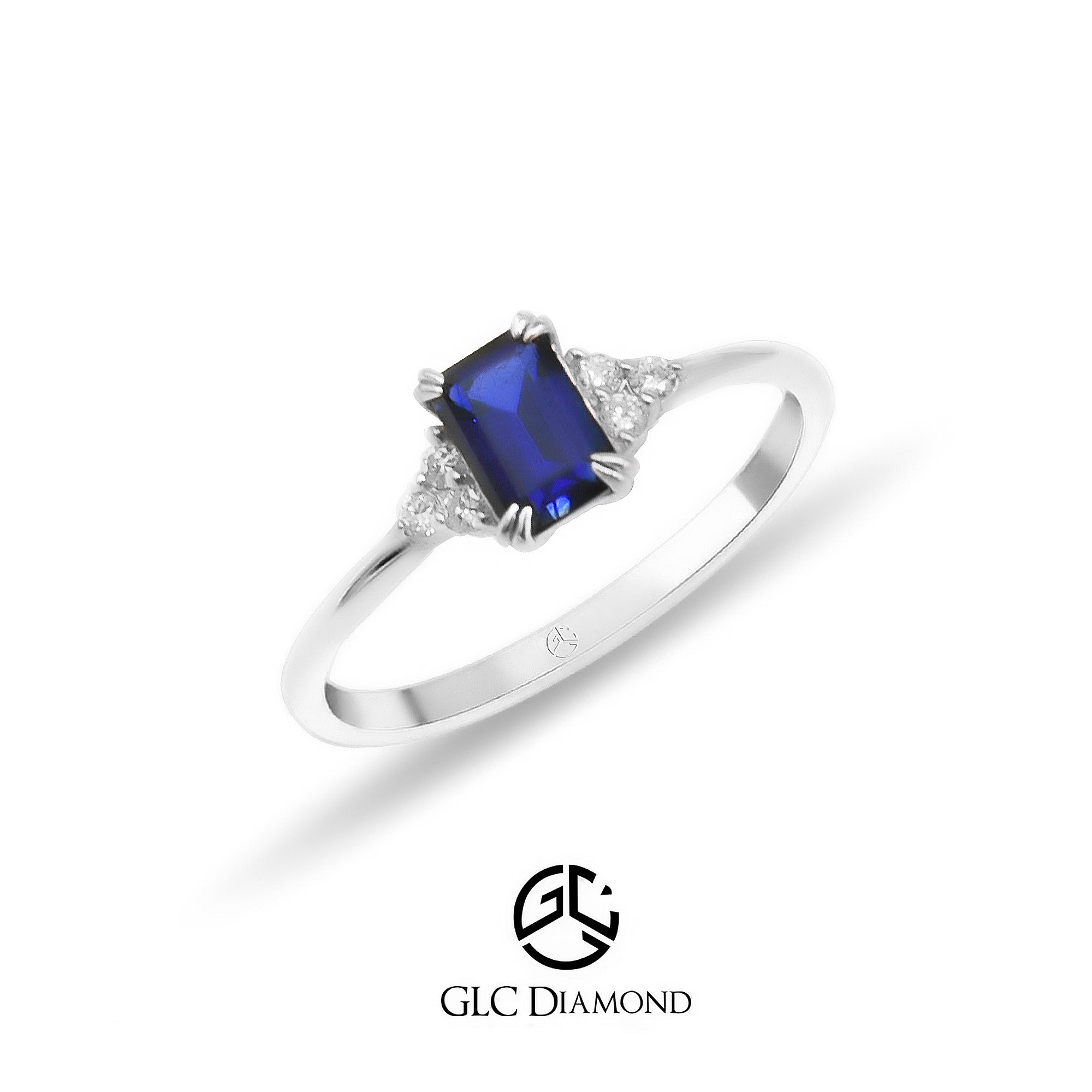 14K Gold Emerald Cut Sapphire Ring