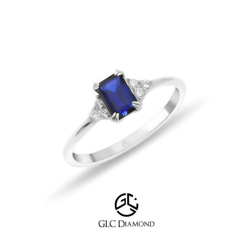 14K Gold Emerald Cut Sapphire Ring
