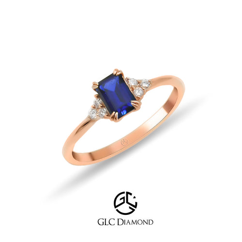 14K Gold Emerald Cut Sapphire Ring