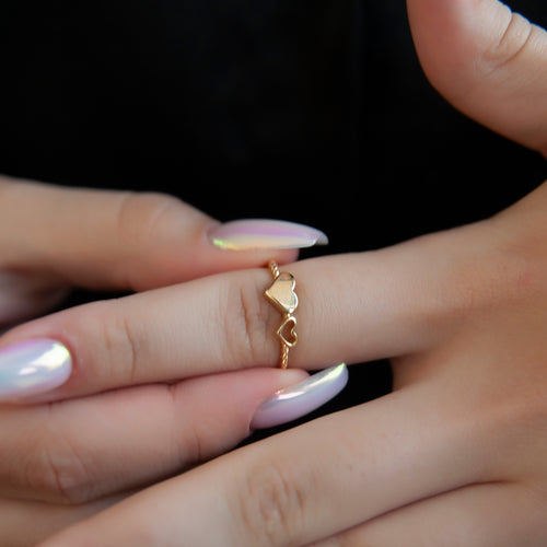 14K Solid Gold Heart Ring